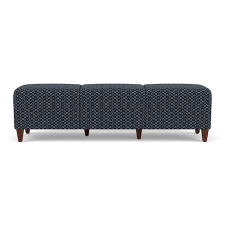 Lesro Siena Lounge Reception 3 Seat Bench, Walnut, RS Night Sky Upholstery SN3001